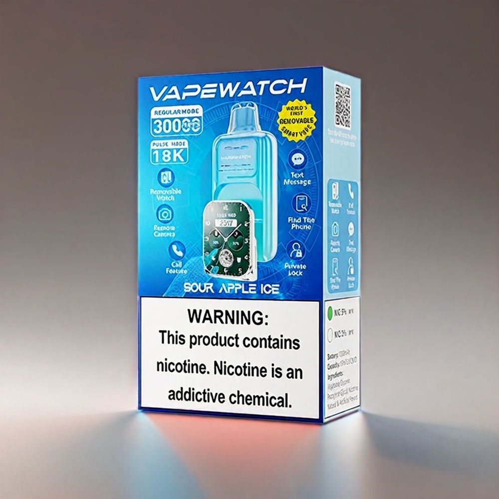 JNR Vape Watch 30000 Puffs 19mL 5% Dual Mesh Type-C Sødet Æble 30.000 Pust 1000mAh Engros Danmark