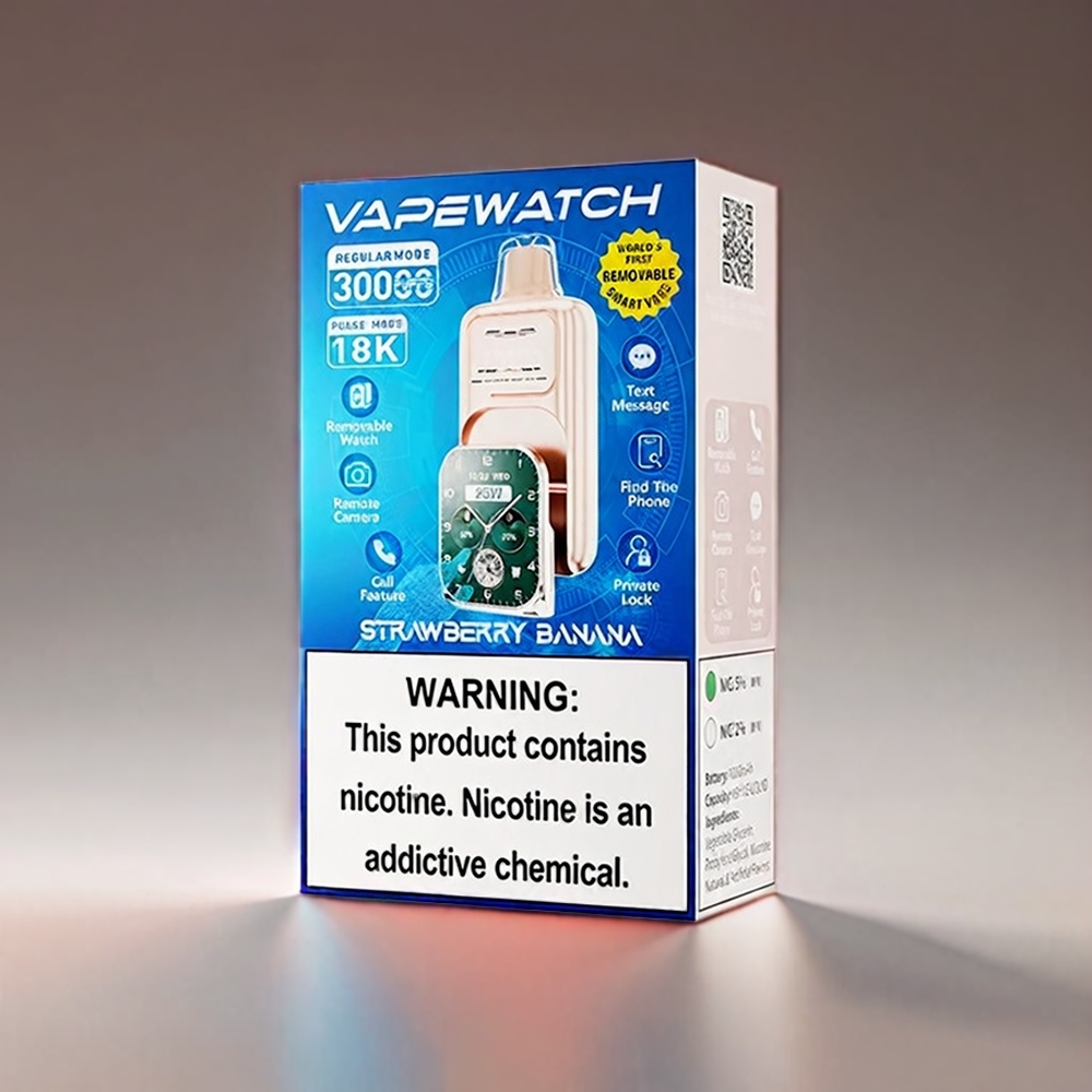 JNR Vape Watch 30000 Puffs Jordbær Banan 1000mAh 19mL 5% Type-C Quick Charge Engros Danmark