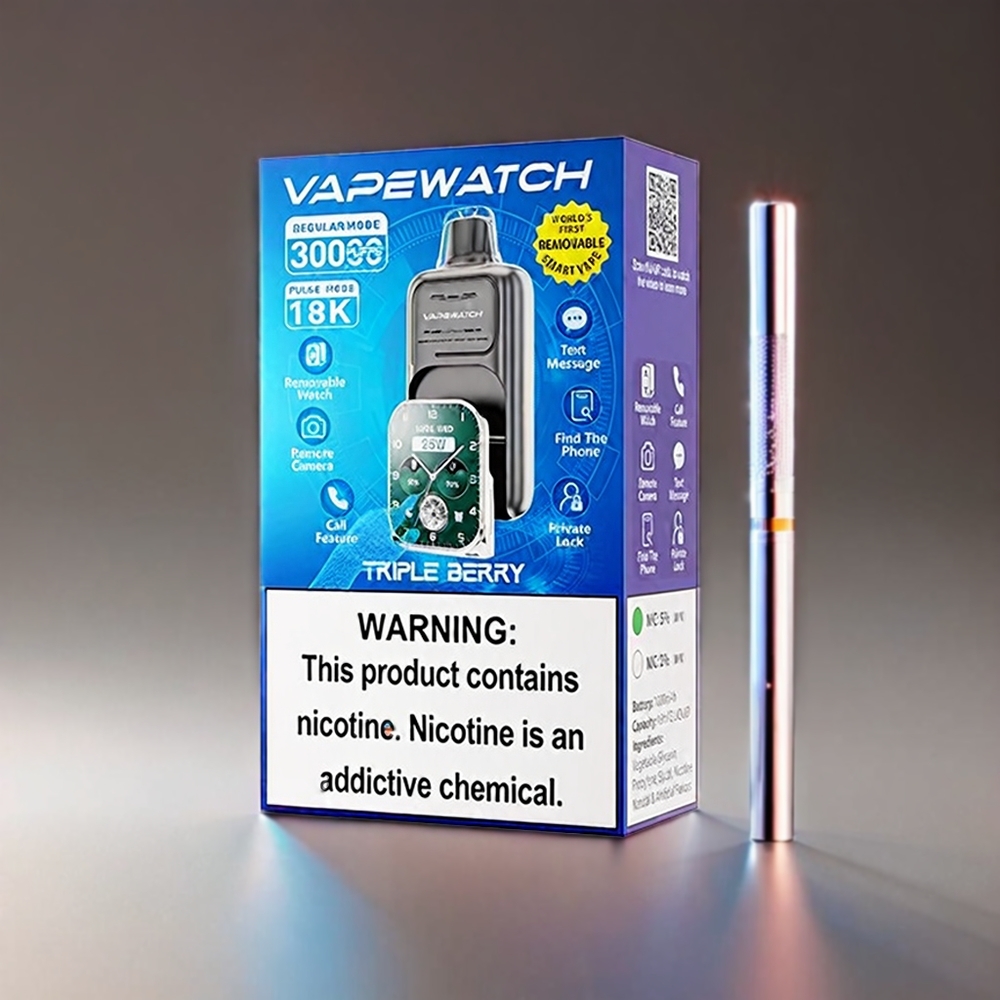 JNR Vape Watch 30000 Puffs Triple Bær 30000 puffs 1000mAh 19mL 5% Dual Mesh Coil Type-C Engros Danmark