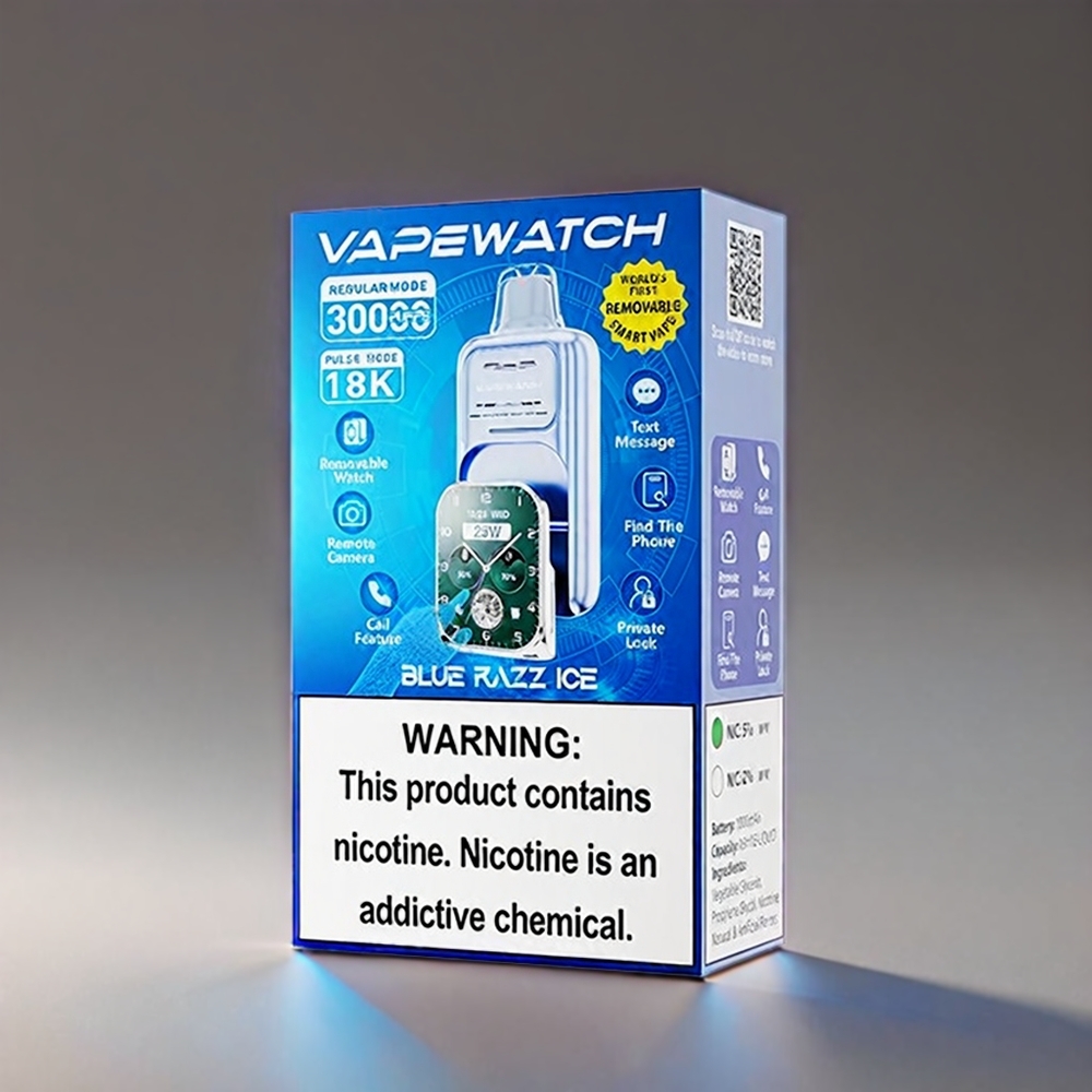 JNR Watch Vape 30000 Puffs Blå Hindbær 1000mAh 19mL 5% Type-C Engros Danmark