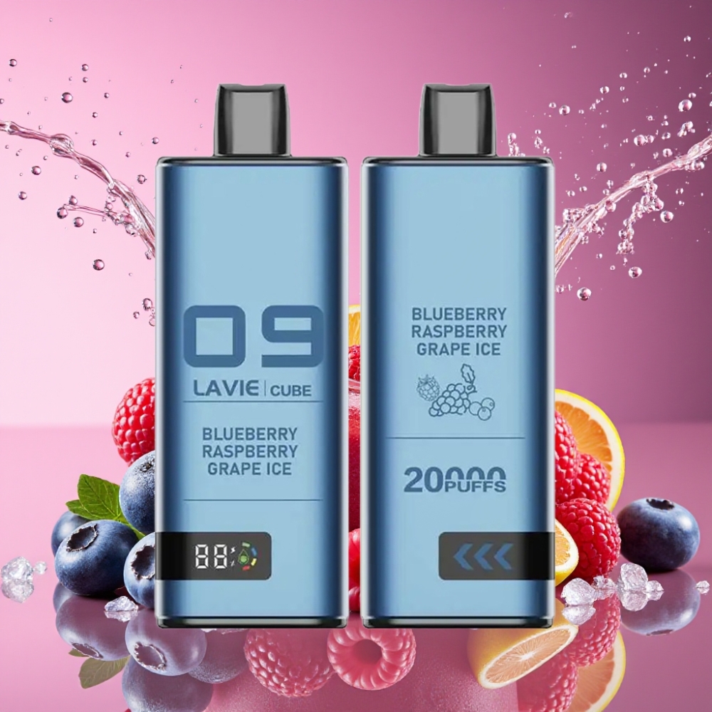 Lavie Cube 20000 Puffs Engangs Vape Blåbær Hindbær Vindrue Is 28ML 5% Type C Engros Danmark