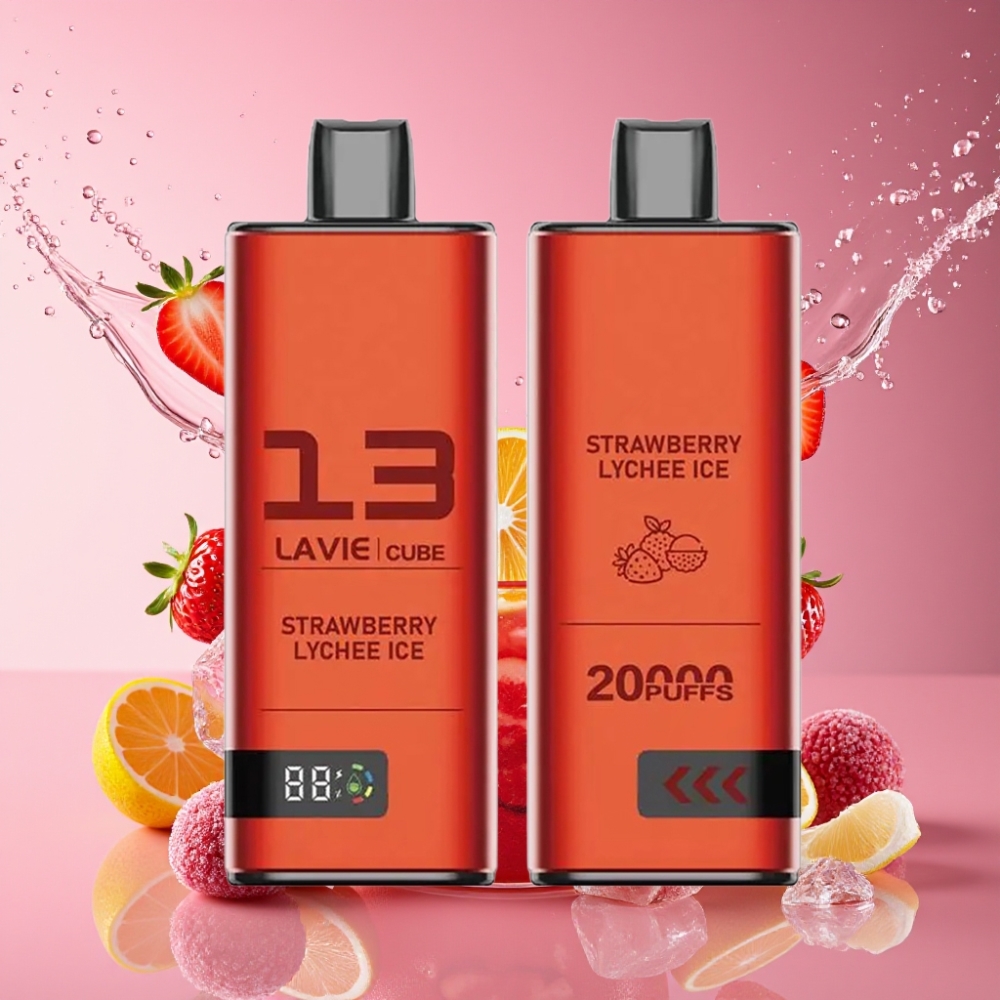 Lavie Cube 20000 Puffs Engangs Vape Jordbær Lychee Is 28ML 600mAh Type C 0.09 kg 11.2 × 4 × 1.75 cm Engros Danmark