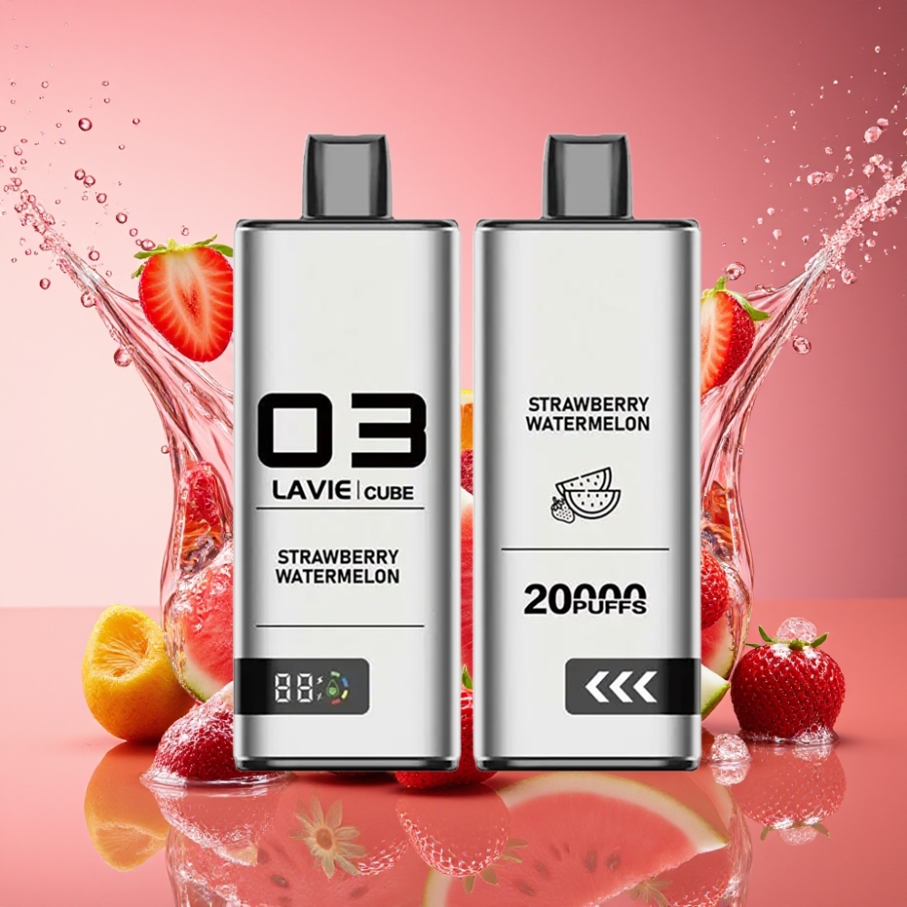 Lavie Cube 20000 Puffs Engangs Vape Jordbær Vandmelon 2%/5% 28ML 600mAh Type C 0.09kg 11.2×4×1.75cm Engros Danmark