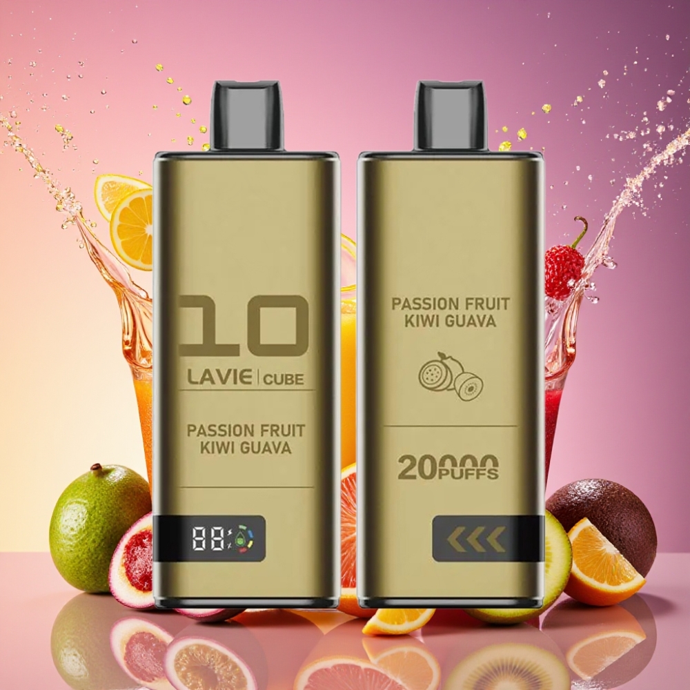 Lavie Cube 20000 Puffs Engangs Vape Passionfrugt Kiwi Guava 28ML 600mAh Type C Engros Danmark