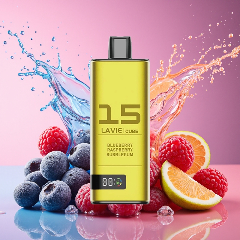 Lavie Cube 20000 Pust Salt Nicotine 2% 5% 28ML Blåbær Hindbær Tyggegummi 600mAh Type C Engros Danmark
