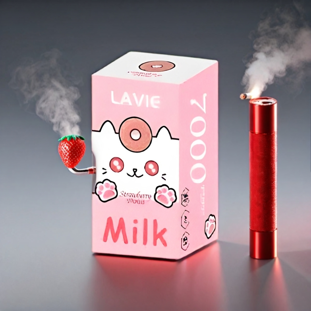 LAVIE Milk 7000 Puffs Jordbær Donut 16ML 600mAh Type C 0-5% Nicotin Engros Danmark