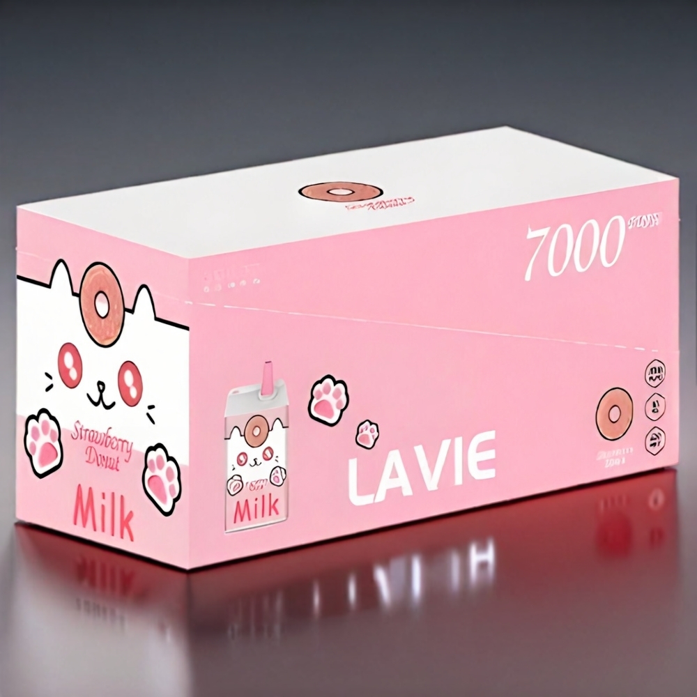 LAVIE Milk 7000 Puffs Jordbær Donut 16ML 600mAh Type C 0-5% Nicotin Engros Danmark