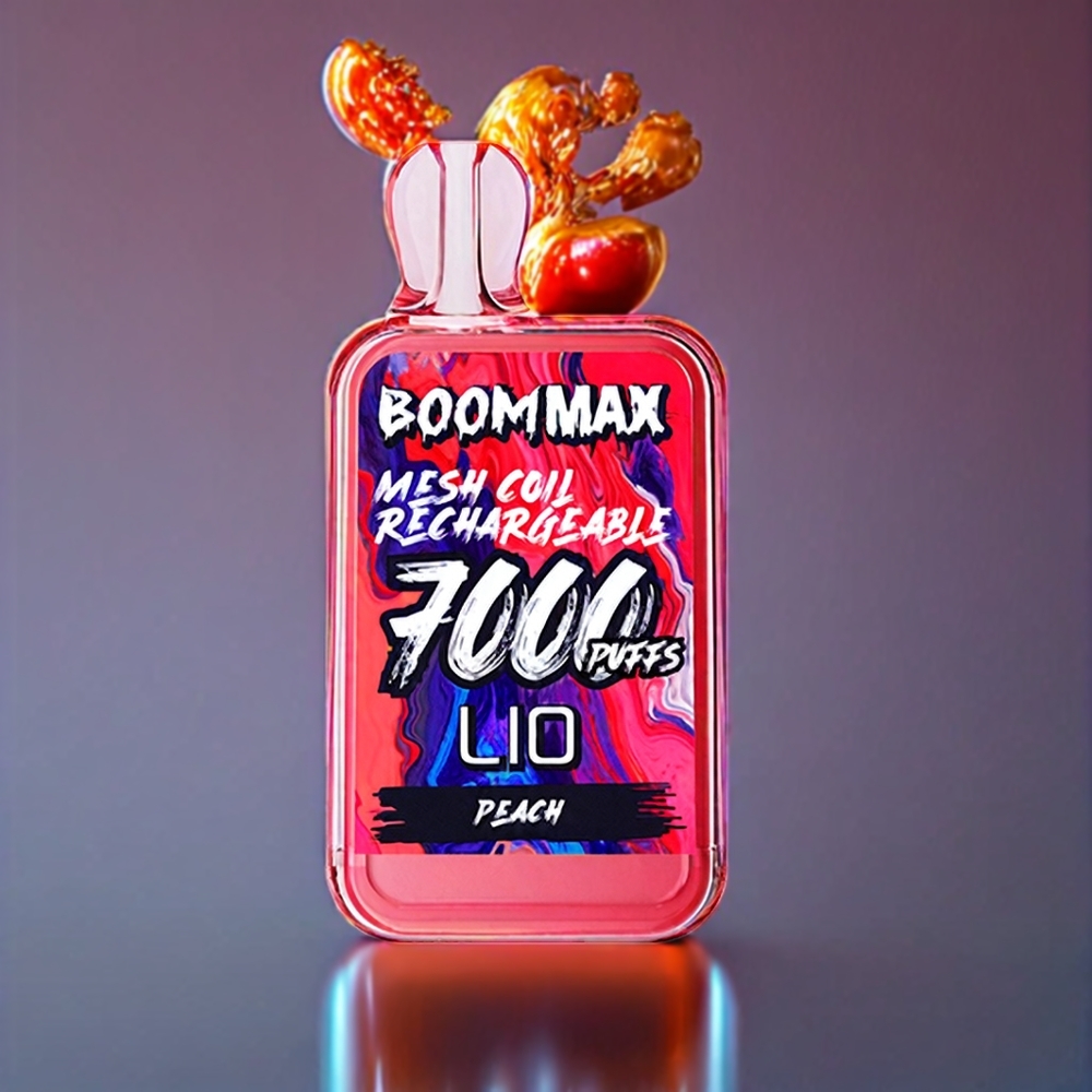 LIO BOOM MAX 7000 Pust Engangs Vape Fersken 15ml 50mg 650mAh Type-C 12W 1.0 Ohm MESH Engros Danmark