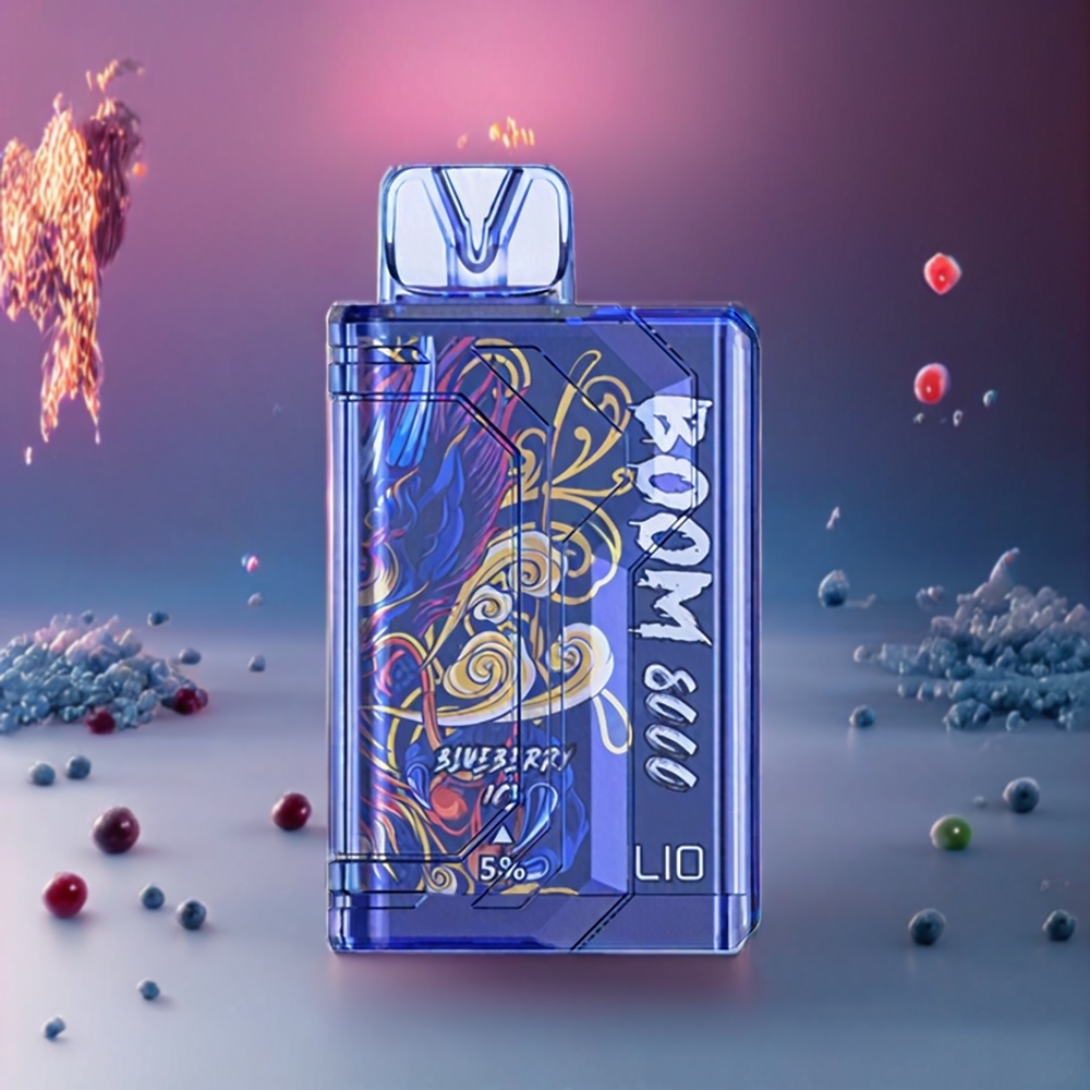 LIO BOOM PRO 8000 PUSTER Disposable Vape Blåbær Is 650mAh Type-C 15ml 5% Engros Danmark