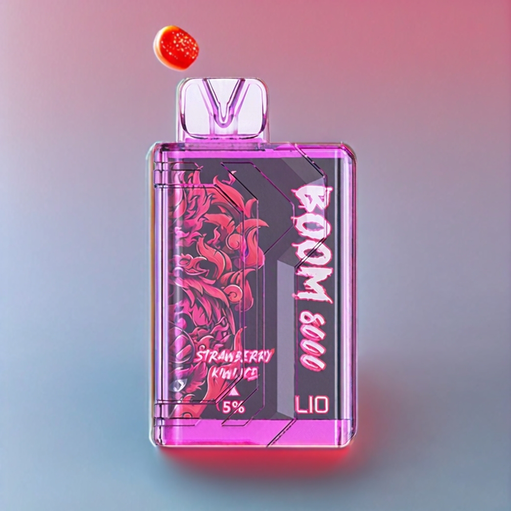 LIO BOOM PRO 8000 Puffs Jordbær Kiwi Is 15ml 5% Mesh Coil 650mAh Type-C Engros Danmark