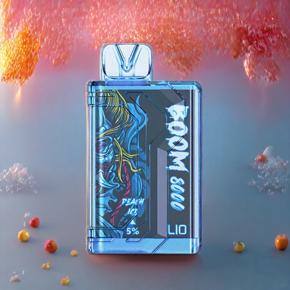 LIO BOOM PRO 8000 Pust Disposable Vape Fersken Is 15ml 5% Mesh Coil 650mAh Type-C Engros Danmark