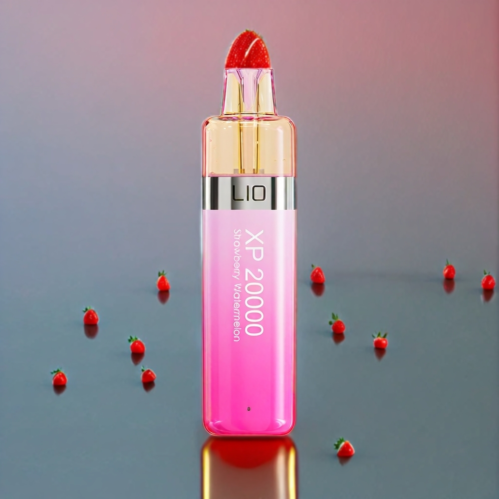 LIO XP 20000 Puffs Engangs Vape Jordbær Vandmelon 0.8 Ohm 12ML 50mg 900mAh 15.3W Justerbar Luftgennemstrømning PC SUS304 TYPE-C Engros Danmark