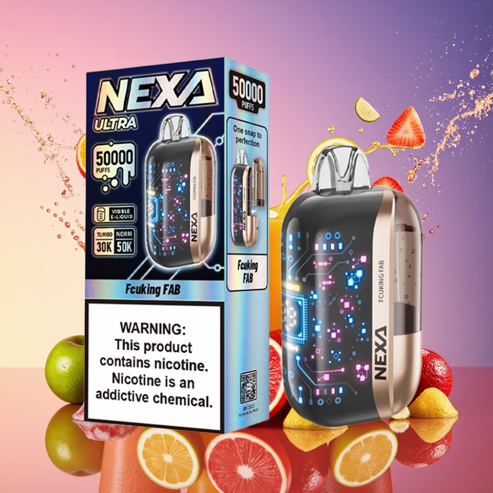 NEXA Ultra 50000 Puffs 20ml 800mAh 5% 0.9ohm Dual Mesh 3D Skærm Type-C Fab Engros Danmark