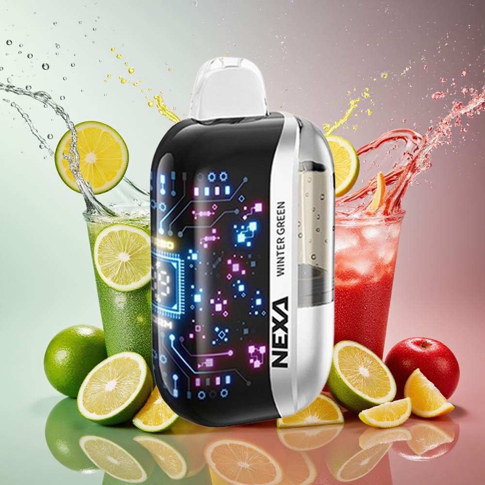 NEXA Ultra 50000 Puffs 20ml 800mah 5% 0.9ohm Dual Mesh Skærm Type-C Vintergrøn Engros Danmark