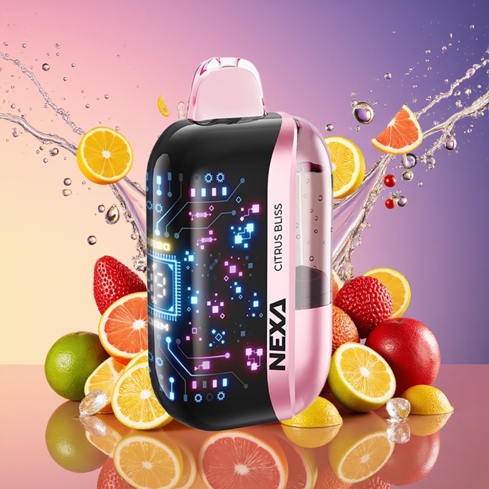 NEXA Ultra 50000 Puffs Citrus Glæde 20ml 800mAh 5% 0.9ohm Dual Mesh 3D Skærm Type-C Engros Danmark