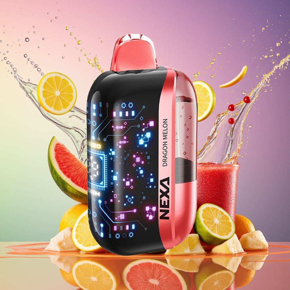 NEXA Ultra 50000 Puffs Drage Melon 20ml 800mah 5% 0.9ohm Dual Mesh 3d Skærm Type-c Engros Danmark