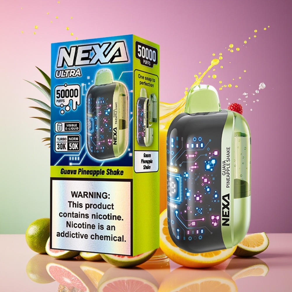 NEXA Ultra 50000 Puffs Guave Ananasshake 20ml 800mAh 5% 0.9ohm 3D-skærm Type-C Engros Danmark