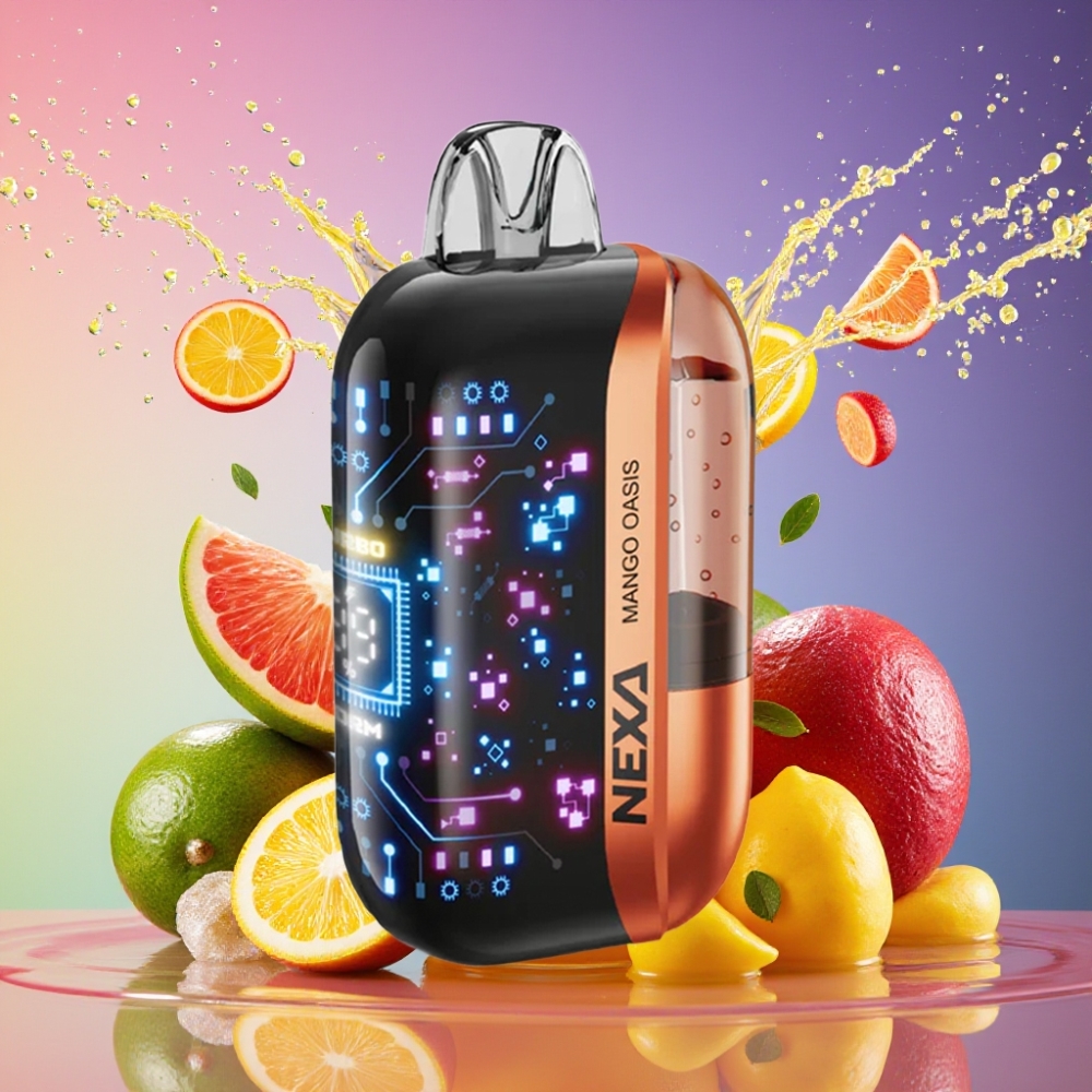 NEXA Ultra 50000 Puffs Mango Oase 20ml 800mah 5% 0.9ohm Dual Mesh 3d Curved Skærm Type-c parameter combination Engros Danmark