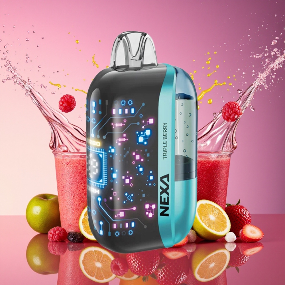 NEXA Ultra 50000 Pust 20ml 800mah 5% 0.9ohm Dual Mesh 3d Skærm Type-c Tre Bær Engros Danmark