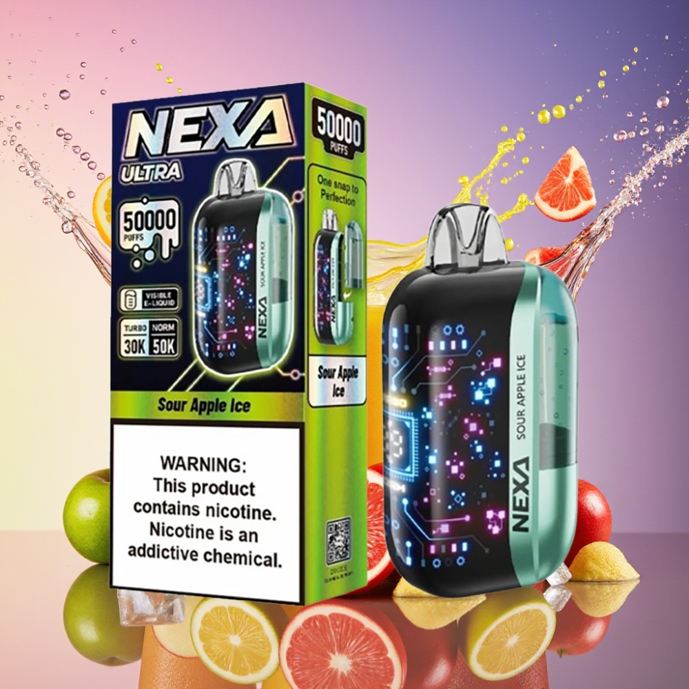 NEXA Ultra 50000 Pust 20ml 800mah 5% 0.9ohm Dual Mesh Display Type-c sur æble is Engros Danmark