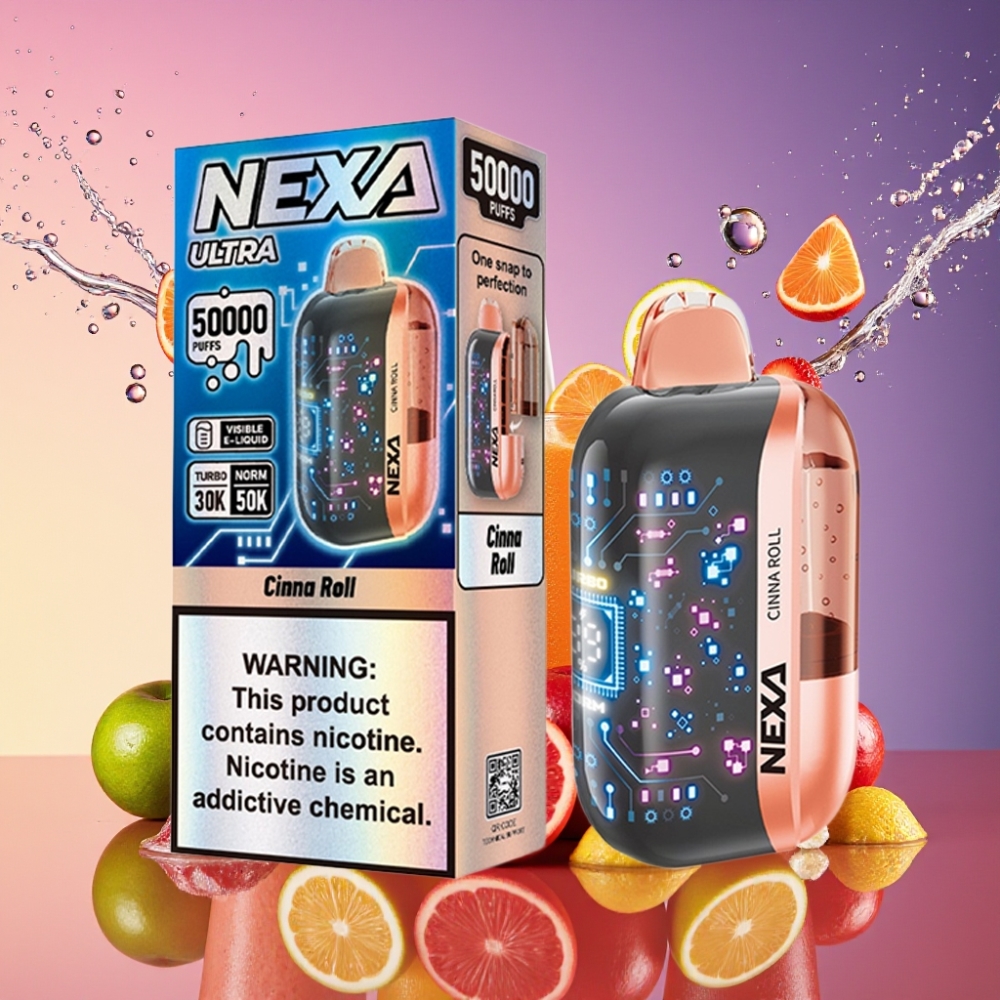 NEXA Ultra 50000 Pust Cinna Kanel 20ml 800mah 5% 0.9ohm Dual Mesh 3d Skærm Type-c Engros Danmark