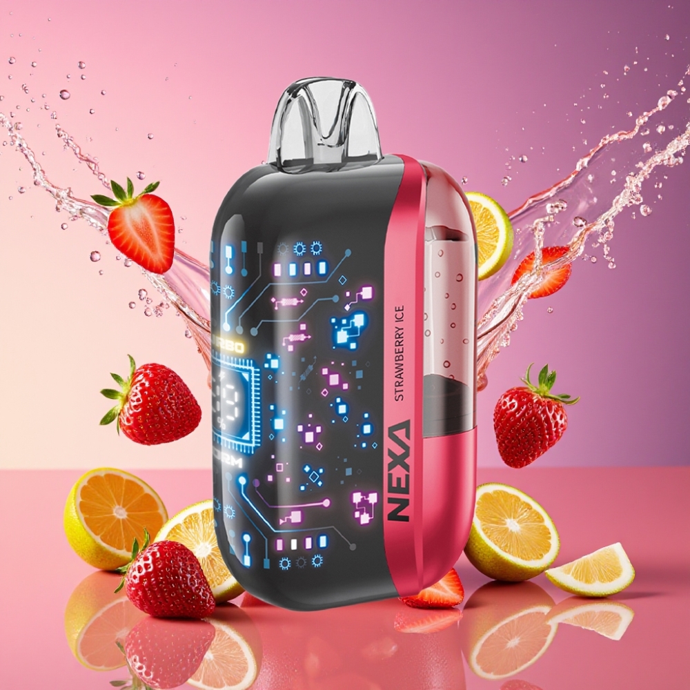 NEXA Ultra 50000 Pust Jordbær Is 20ml 800mAh 5% 0.9ohm 3D Skærm Type-C Engros Danmark