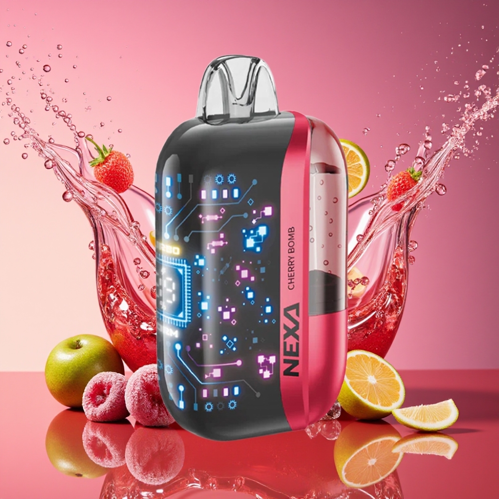 NEXA Ultra 50000 Pust Kirsebær Bombe 20ml 800mAh 5% 0.9ohm Dual Mesh 3D Skærm Type-C Engros Danmark