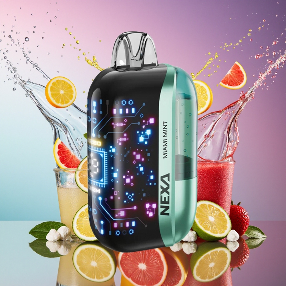 NEXA Ultra 50000 Pust Miami Mynte 20ml 800mAh 5% 0.9ohm Dual Mesh Skærm Type-C Engros Danmark