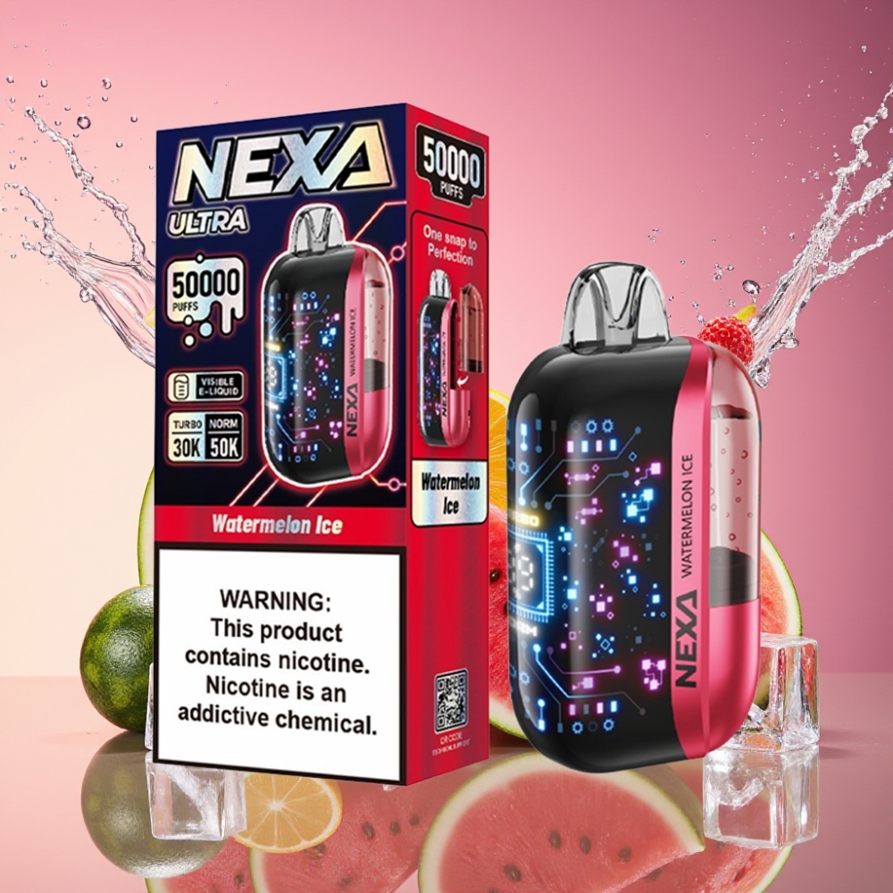 NEXA Ultra 50000 Pust Vandmelon Is 20ml 800mAh 5% 0.9ohm Dual Mesh 3D Skærm Type-C Engros Danmark