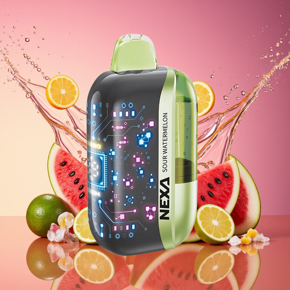 NEXA Ultra 50.000 Pust Sur Vandmelon 20ml 800mAh 5% 0,9ohm Dual Mesh 3D Skærm Type-C Engros Danmark