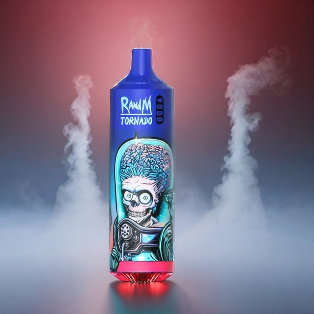 Fumot RandM Tornado 9000 Puffs 18 mL Mesh Coil 850 mAh RGB Display 54 Smagsvarianter Sort Engros Danmark