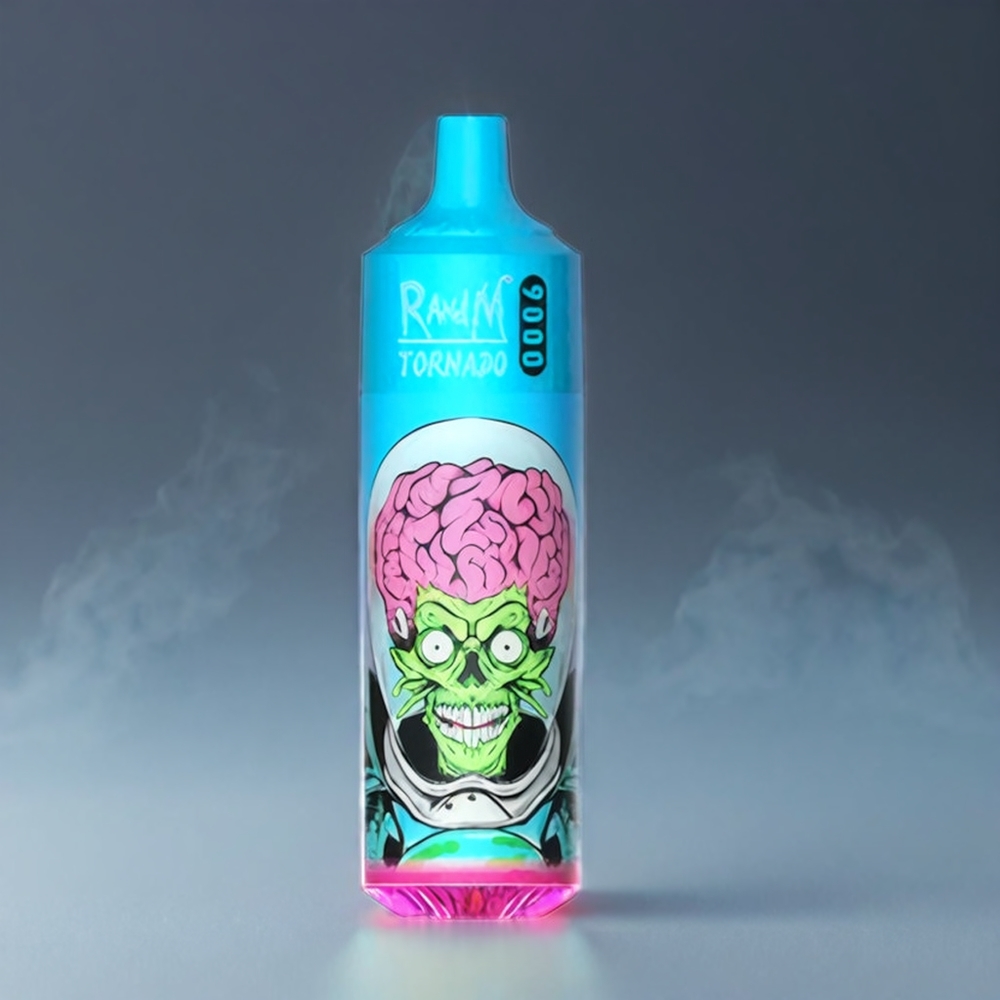 Fumot RandM Tornado 9000 Puffs 18 mL Mesh Coil 850 mAh RGB Display Sort Drage Engros Danmark