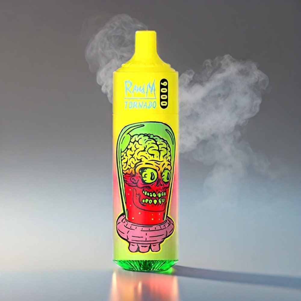 Fumot RandM Tornado 9000 Puffs 850 mAh 18 mL Mesh Coil RGB 54 Smags Summer Peach Ice Engros Danmark