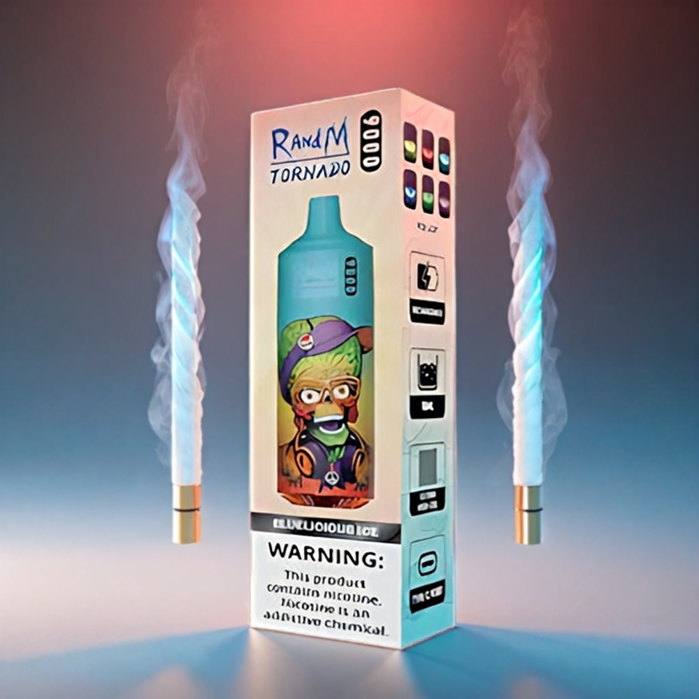 Fumot RandM Tornado 9000 Puffs 850 mAh 18 mL Mesh Coil RGB Display 54 Smag Bluelcious Engros Danmark