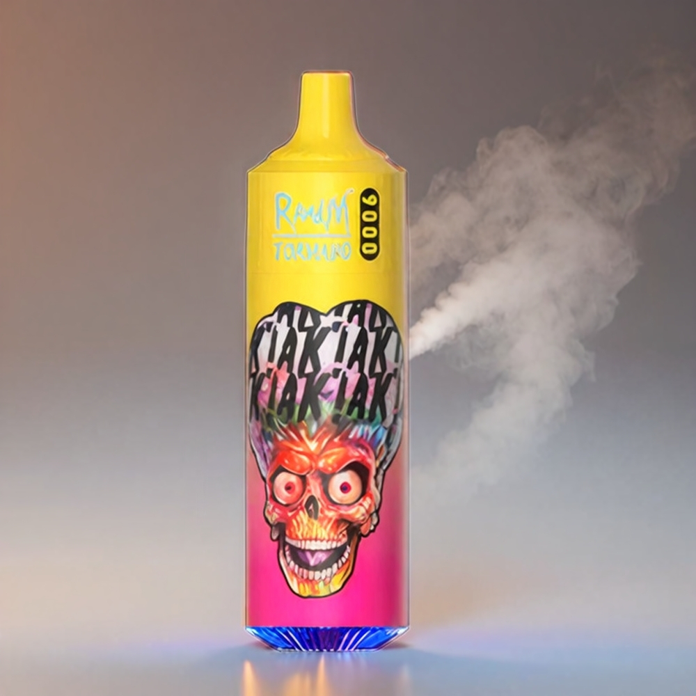 Fumot RandM Tornado 9000 Puffs 850mAh 18mL Mesh Coil RGB Display 54 Aromater Peberfrugt Mango Ananas Engros Danmark