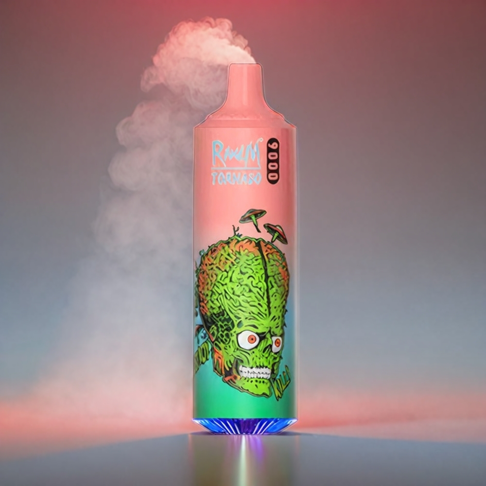 Fumot RandM Tornado 9000 Puffs Jordbær Banan Mesh Coil 18 mL 850 mAh RGB Display 54 Smage Engros Danmark