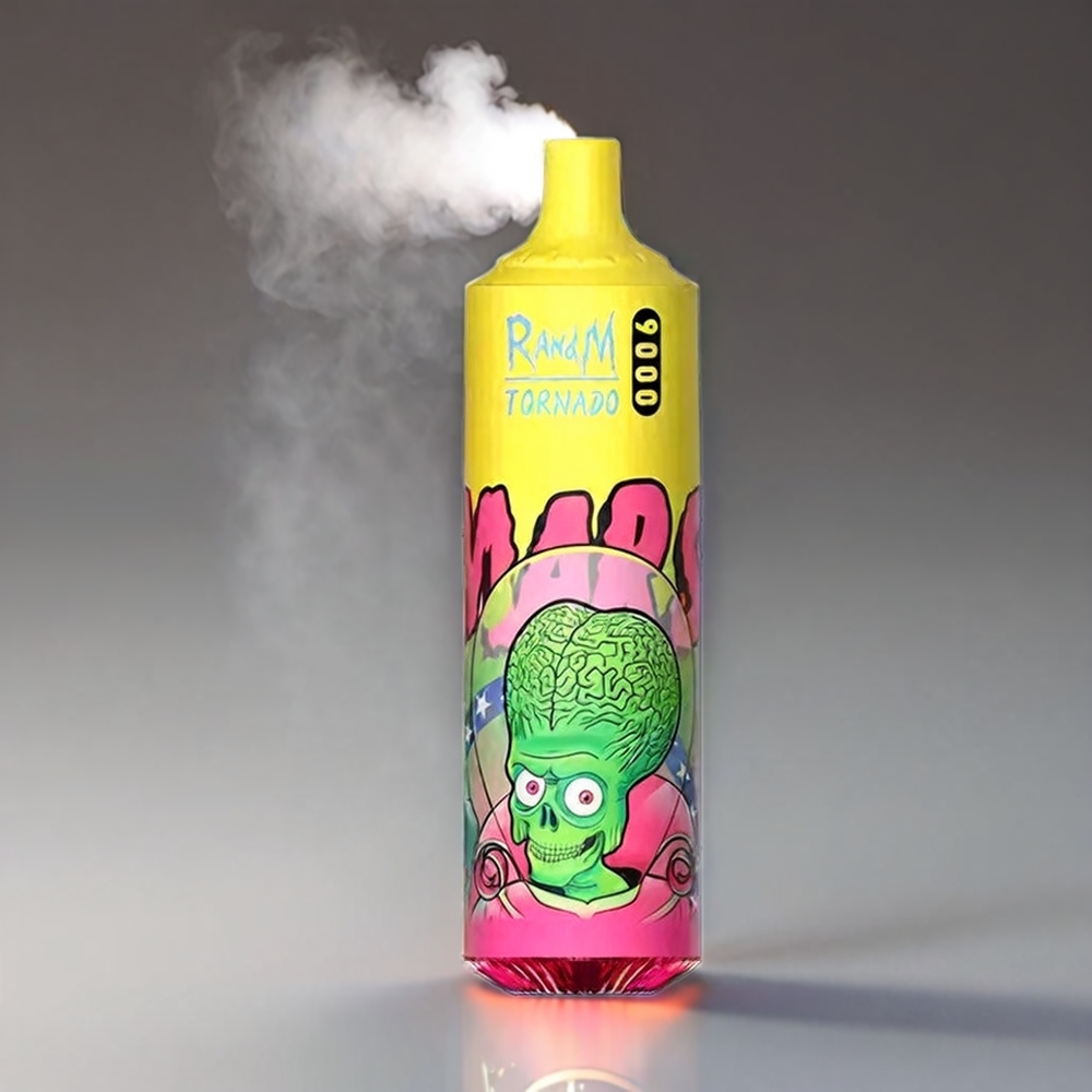 Fumot RandM Tornado 9000 Puffs Mango Triplet Mesh Coil 18 mL 850 mAh RGB Display Engros Danmark