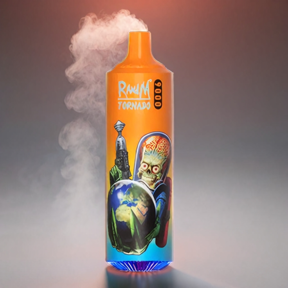 Fumot Randm Tornado 9000 Puffs 850 mAh 18 mL Mesh Coil RGB Display 54 Smager Appelsin Sodavand Engros Danmark