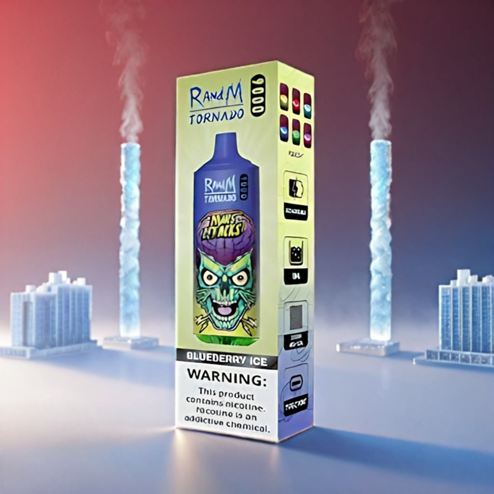 Fumot Randm Tornado 9000 Puffs 850mAh 18mL Mesh RGB Display Blåbær Engros Danmark