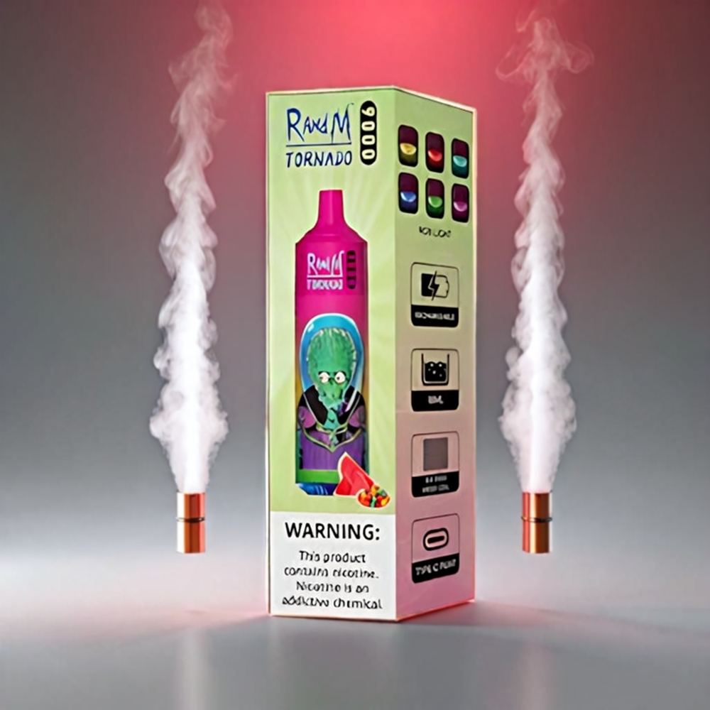 Fumot Randm Tornado 9000 Puffs Vandmelon Bubblegum 850 mAh 18 mL Mesh Coil RGB Display Engros Danmark