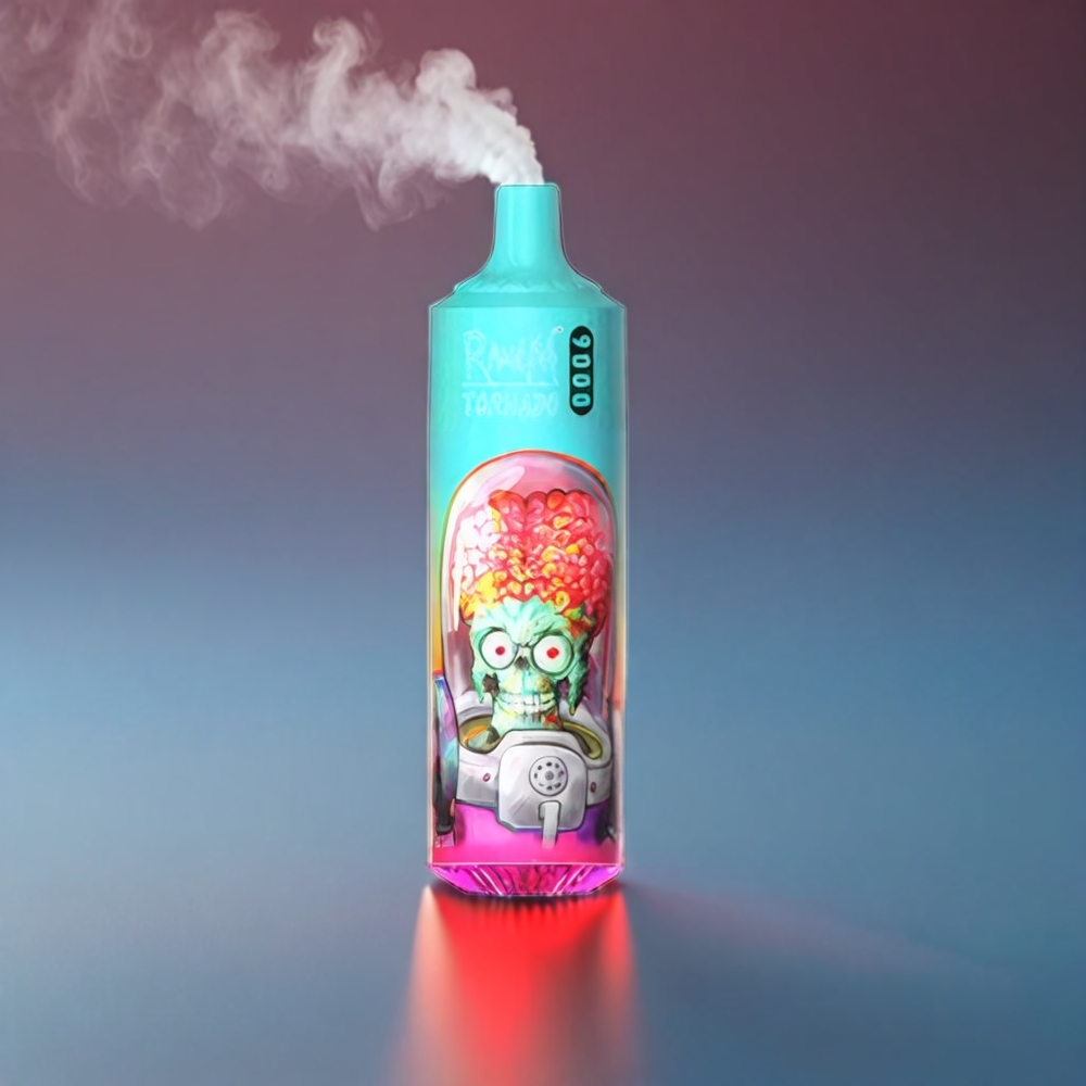 RandM Tornado 9000 Puffs 850 mAh 18 mL Mesh Coil RGB Display 54 Smage Blå Sur Hindbær Engros Danmark