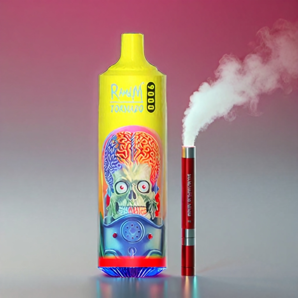 RandM Tornado 9000 Puffs 850 mAh 18 mL Mesh Coil RGB Display 54 Smagsvarianter Lyserød Lemonade Engros Danmark