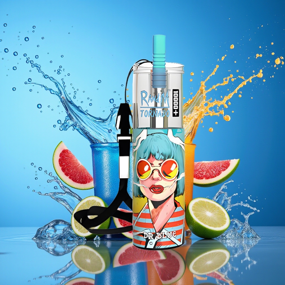RandM Fumot Original Tornado 10000 Plus Fumot Disposable Vape Dr Blå 20 ml 850 mAh Mesh Coil Type-C RGB 0%/2%/3%/5% Engros Danmark