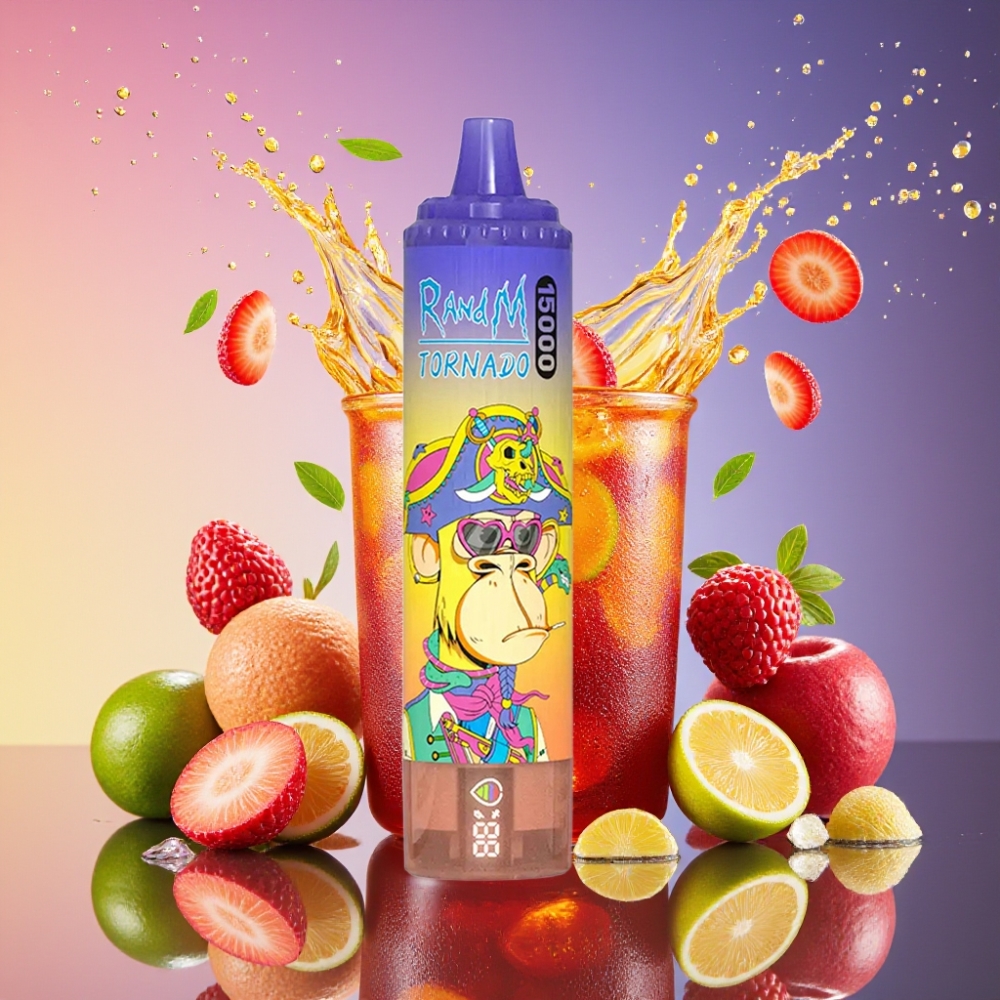 RandM Fumot Tornado 15000 Puffs 25ml 850mAh 0.9 Ohm Mesh LCD Type-C Cola Is Engros Danmark
