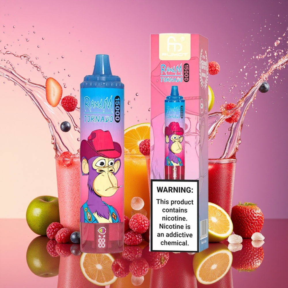 RandM Fumot Tornado 15000 Puffs Blandet Bær 25ml 850mAh 0.9 Ohm Mesh LCD Type-C Engros Danmark