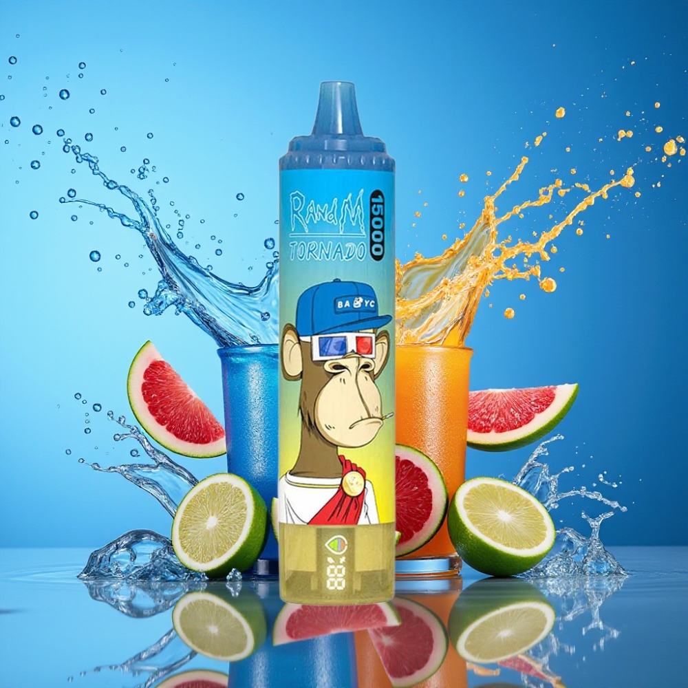 RandM Fumot Tornado 15000 Pust 25ml 850mAh 0.9 Ohm Mesh LCD Type-C Opladningsbar Mr Blå parameter combination Engros Danmark