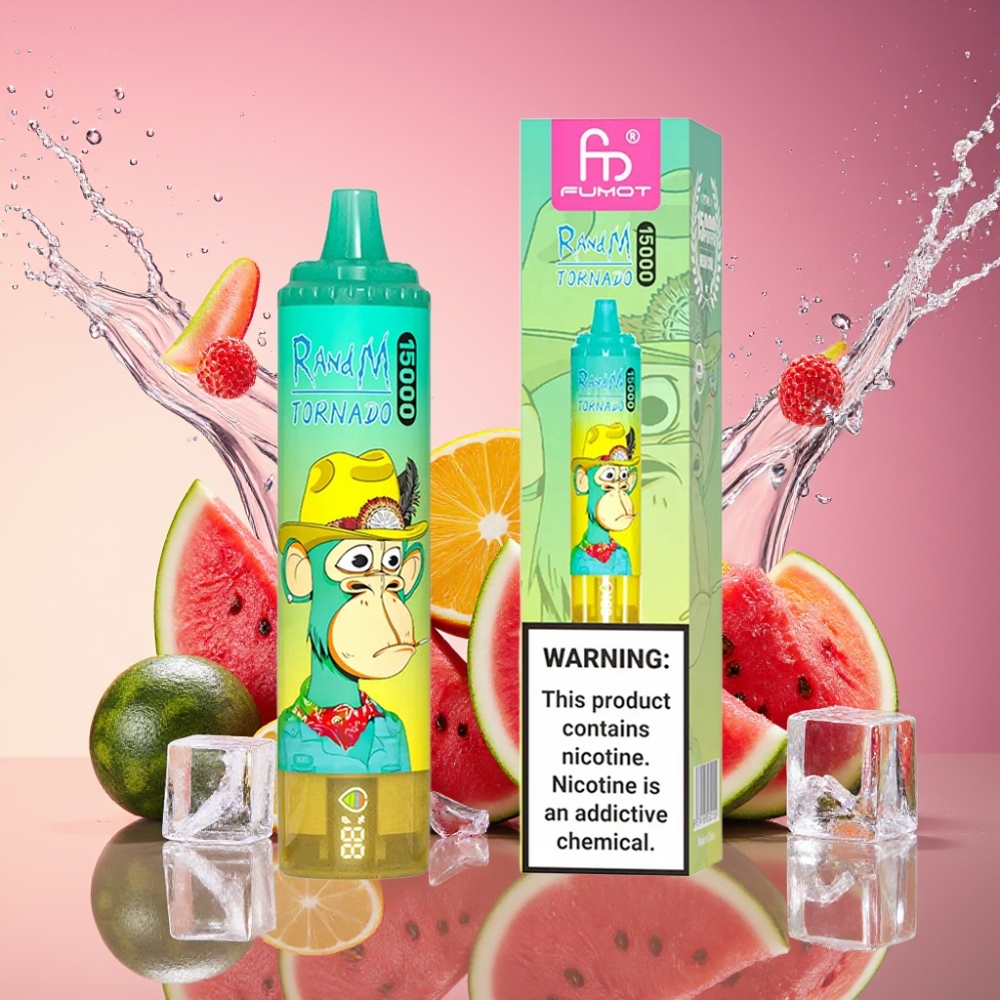 RandM Fumot Tornado 15000 Pust Vandmelon Is 25ml 850mAh 0.9 Ohm Mesh Type-C LCD Engros Danmark