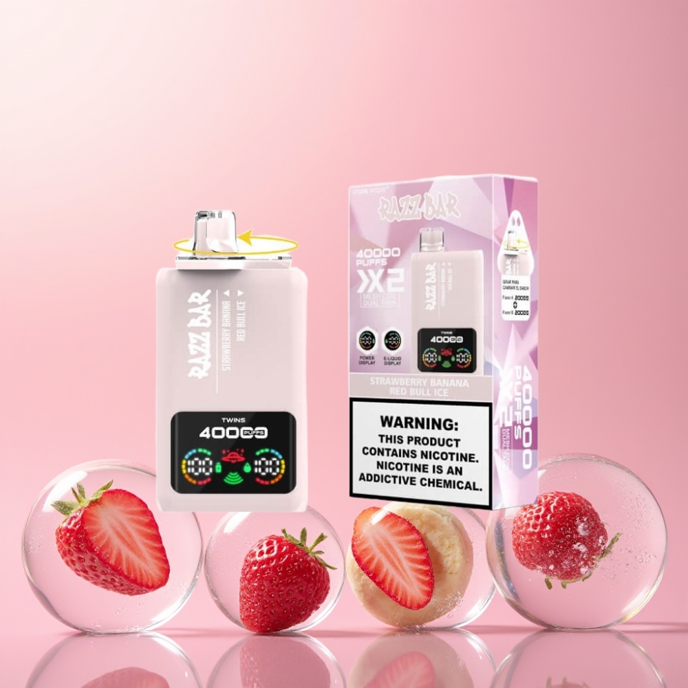Razz Bar 40000 Puffs Skærmdisplay 1.0Ω 2 Mesh Coil 650 Mah Type-C 2%/5% Nikotin Engros Danmark