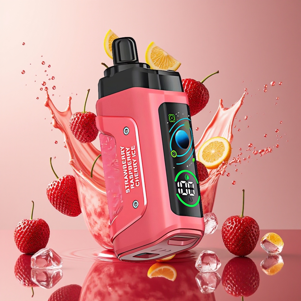 Razz Bar 45000 Puffs Justerbar Luftstrøm 1.0 Ohm Mesh Coil Type-C Genopladelig 20 mg/ml Nicotin Jordbær Kirsebær Is Engros Danmark