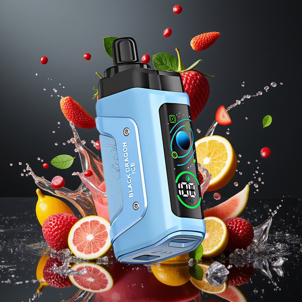 Razz Bar 45000 Puffs Sort Drage Is 1.0 Ohm Mesh Coil Justerbar Luftflow 650 Mah Type-C Opladning 20 mg/ml Nicotin Engros Danmark